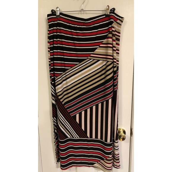 Susan Graver Maxi Petite Striped Skirt LP With Side Slit Petite Large - Picture 5 of 6
